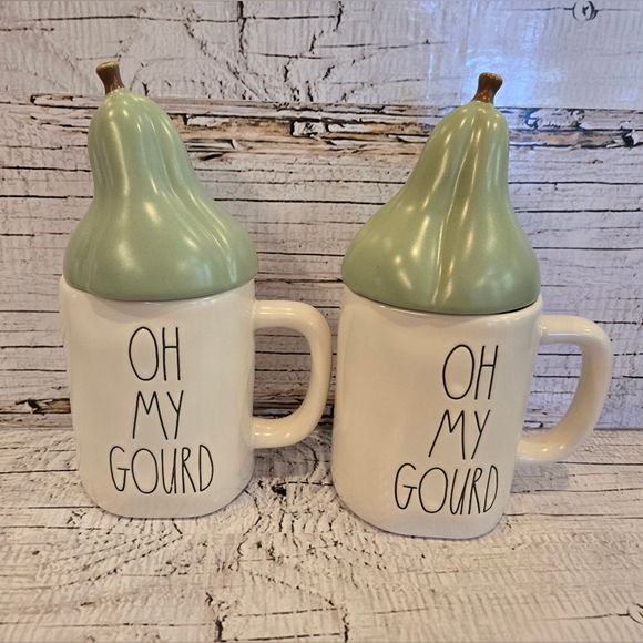 Rae Dunn "Oh My Gourd" Mug with Gourd Topper - Picture 2 of 2